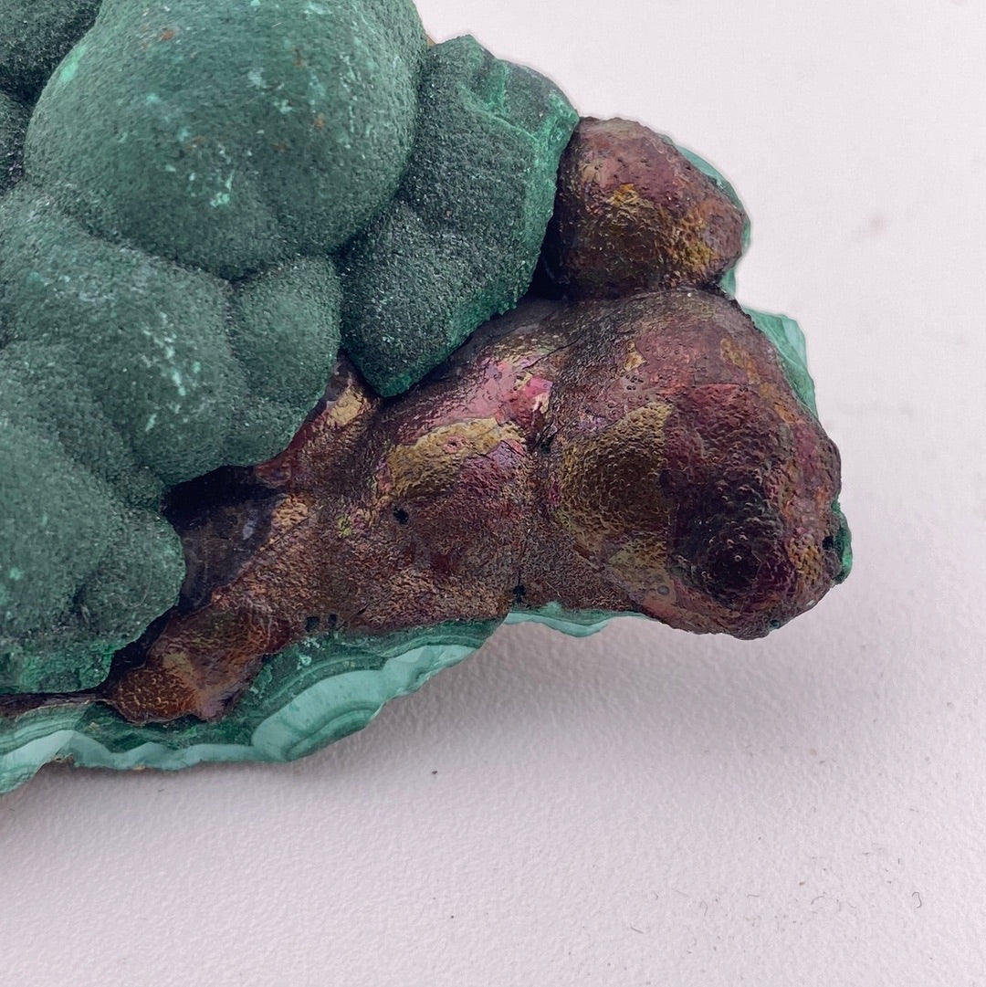 Botryoidal Iridescent Geothite between Malachite