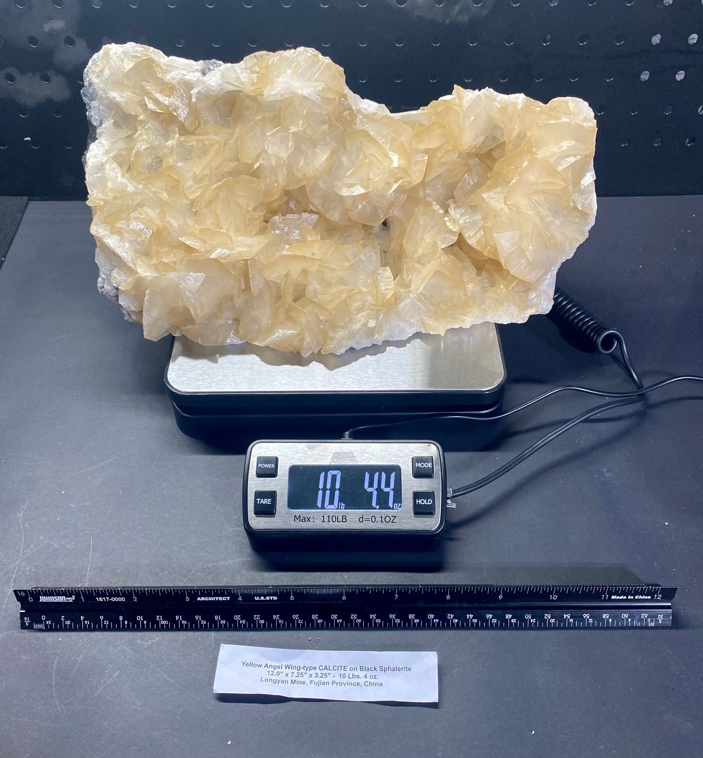 XL and Rare Yellow Calcite on Black Sphalerite Matrix.