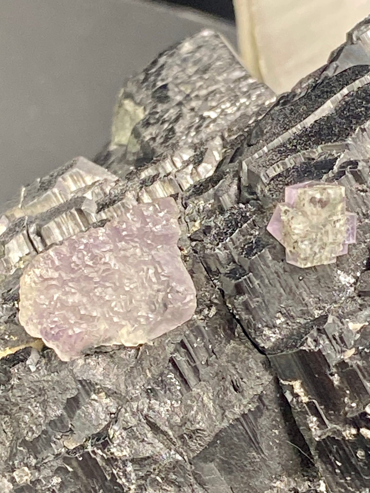 Large Wolframite, Purple Phantom Fluorite, Aqua Colored Fluorite, Pyrite, and Muscovite on large double Terminated Quartz (SUPER RARE MUSEUM/COLLECTOR QUALITY!)