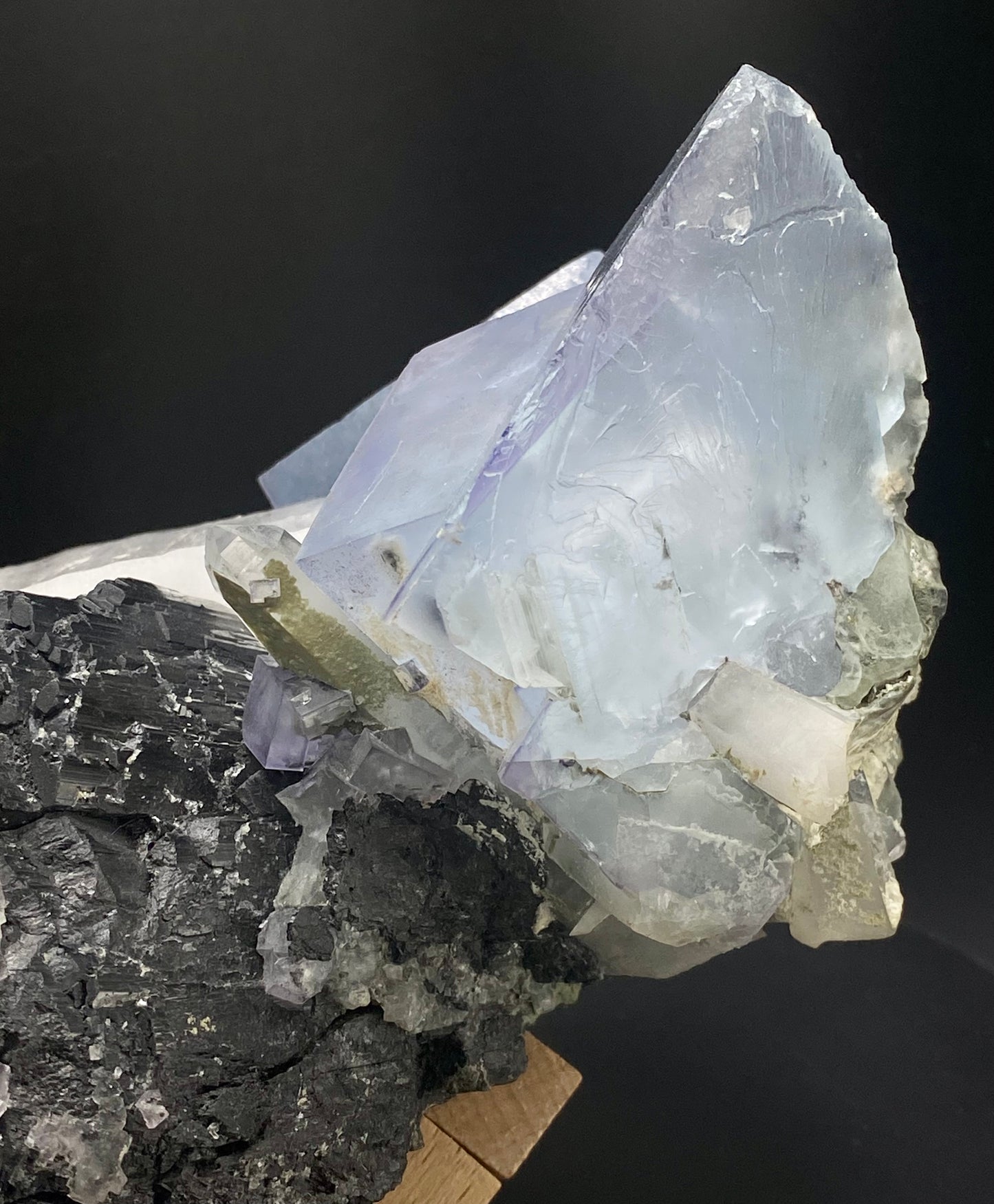 Large Wolframite, Purple Phantom Fluorite, Aqua Colored Fluorite, Pyrite, and Muscovite on large double Terminated Quartz (SUPER RARE MUSEUM/COLLECTOR QUALITY!)
