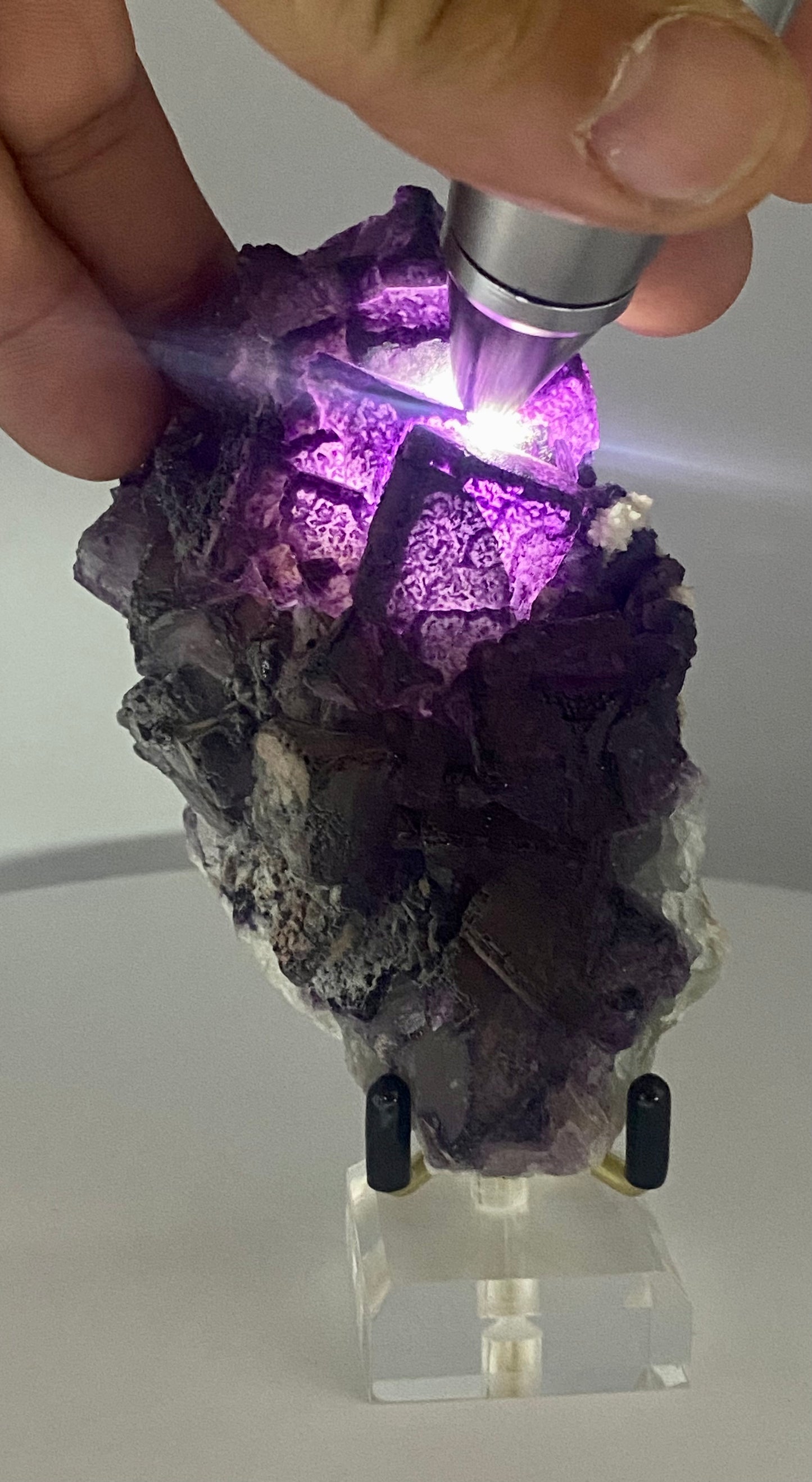 Deep Purple Phantom Fluorite Cluster