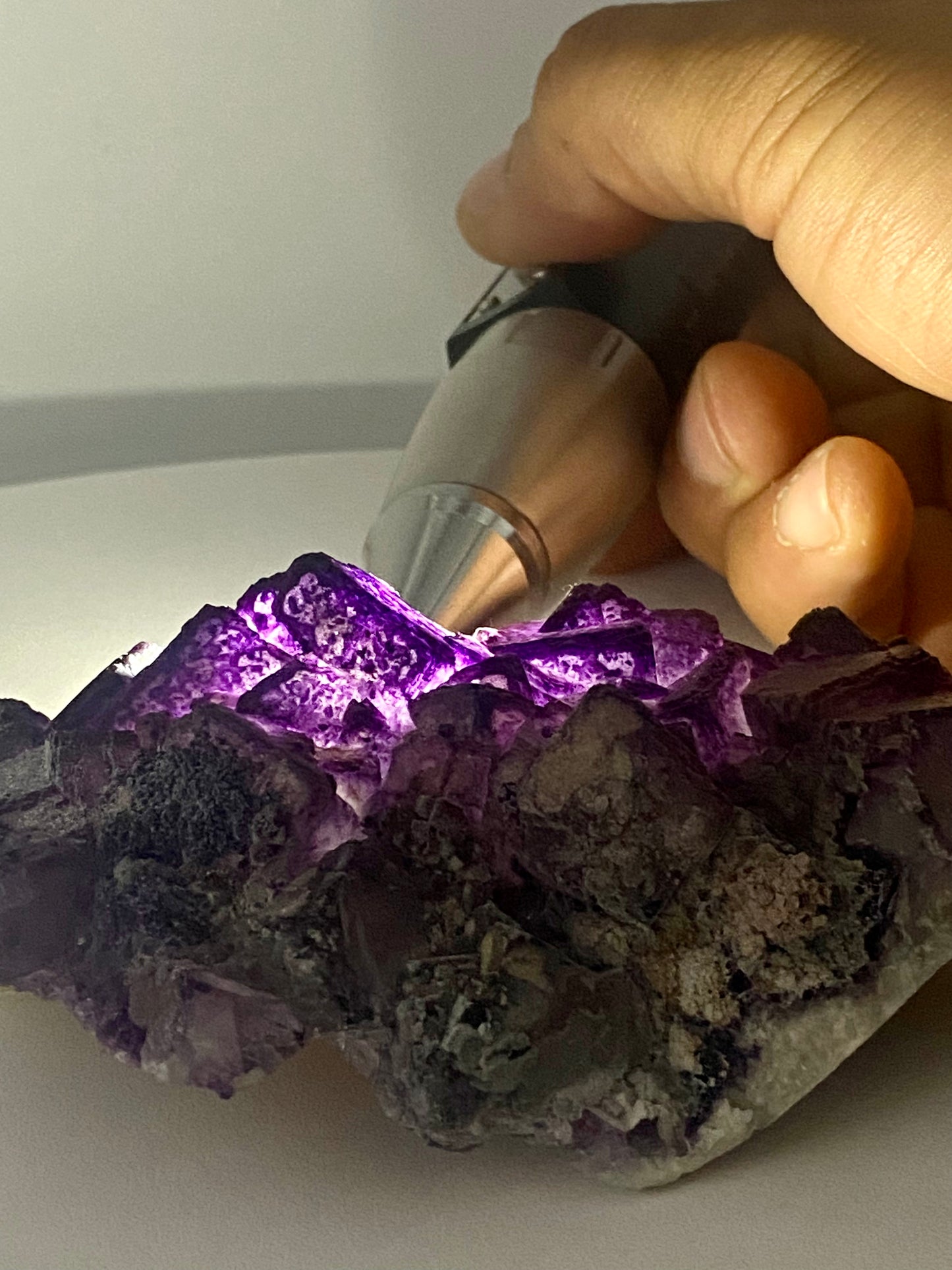 Deep Purple Phantom Fluorite Cluster