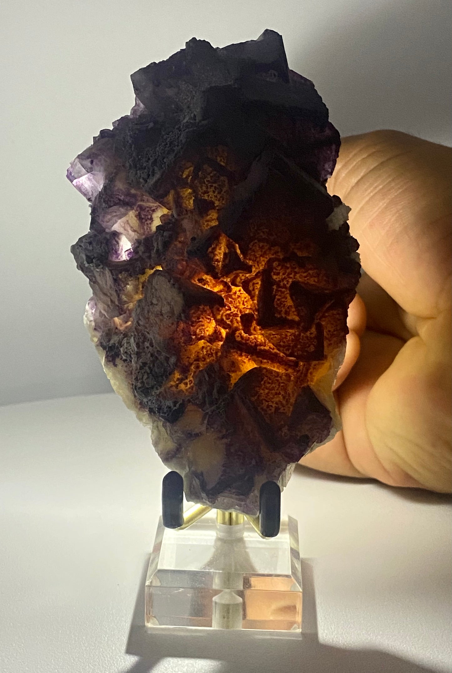 Deep Purple Phantom Fluorite Cluster