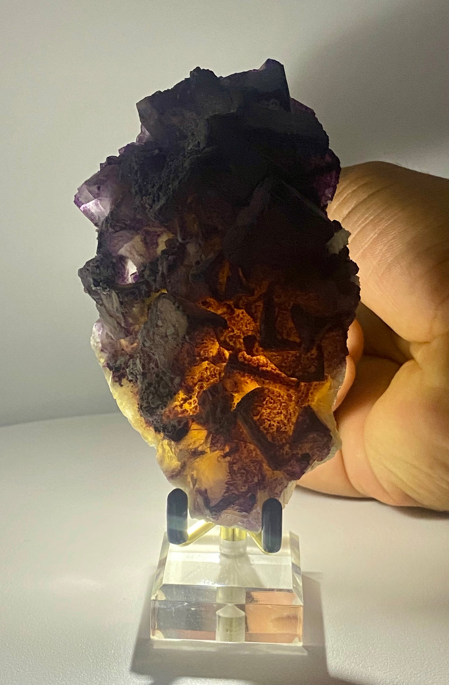 Deep Purple Phantom Fluorite Cluster