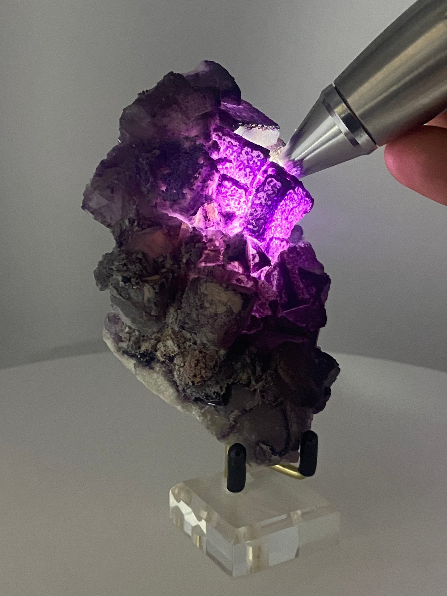 Deep Purple Phantom Fluorite Cluster