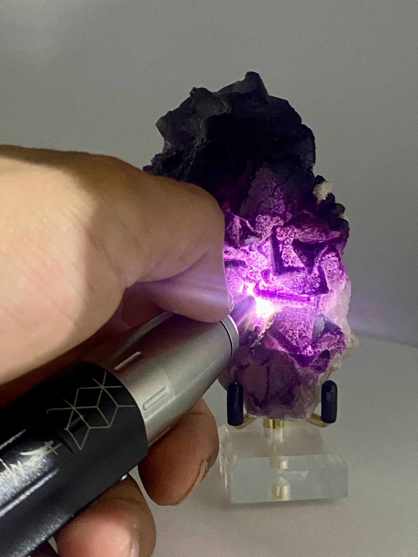 Deep Purple Phantom Fluorite Cluster