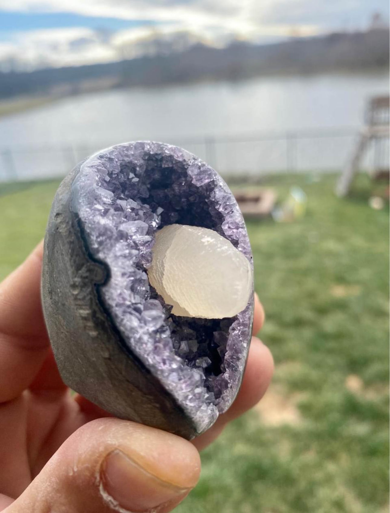 Small Amethyst Geode w/Calcite