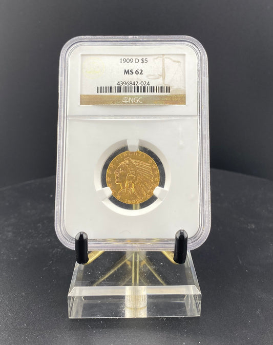 1909-D $5 Gold Eagle MS62